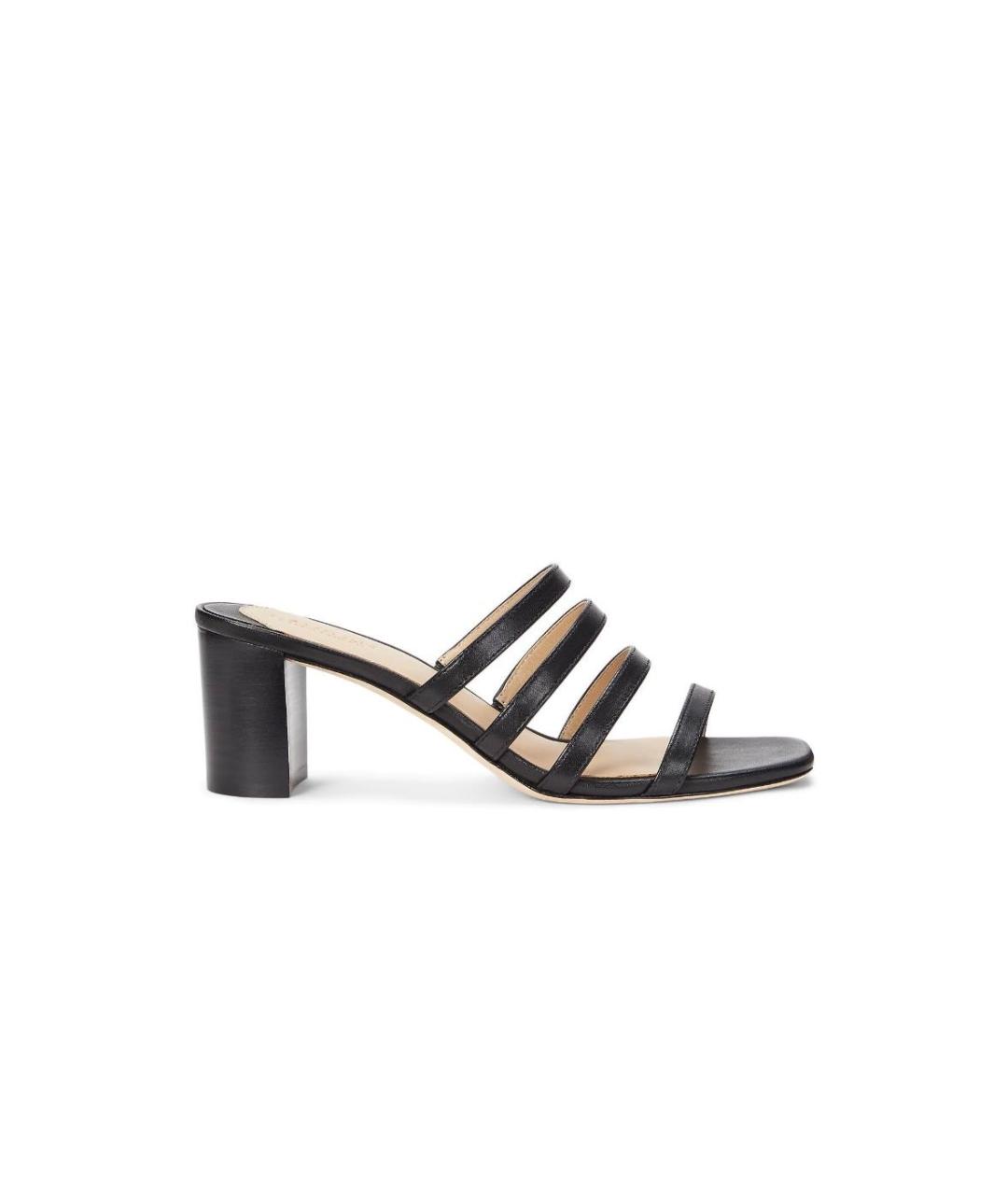 RALPH LAUREN Черные кожаные мюли, фото 1