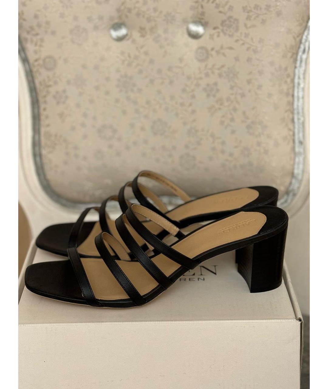 RALPH LAUREN Черные кожаные мюли, фото 8