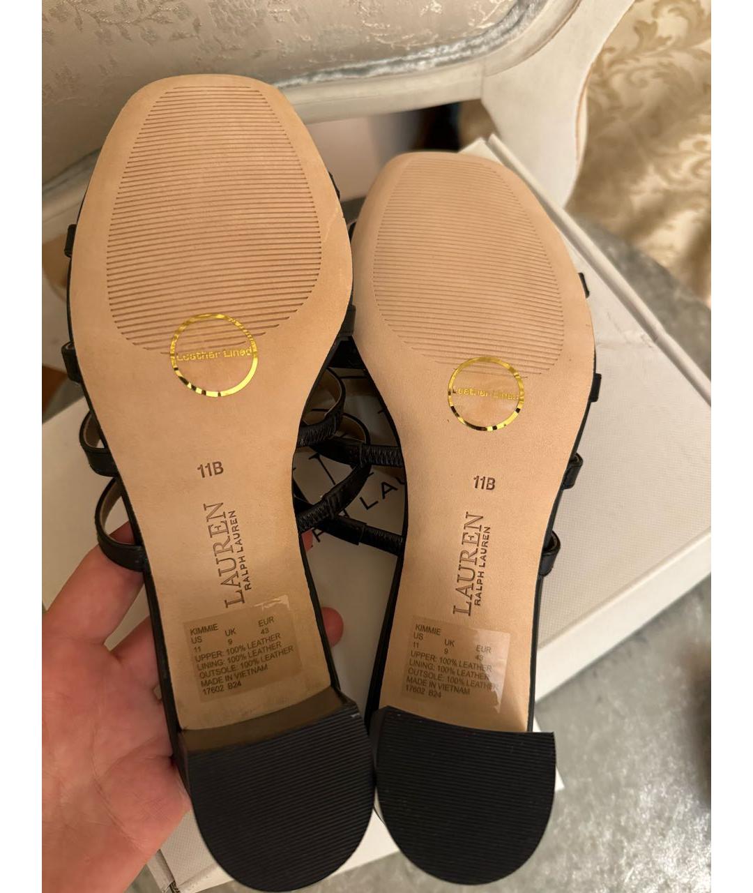 RALPH LAUREN Черные кожаные мюли, фото 7