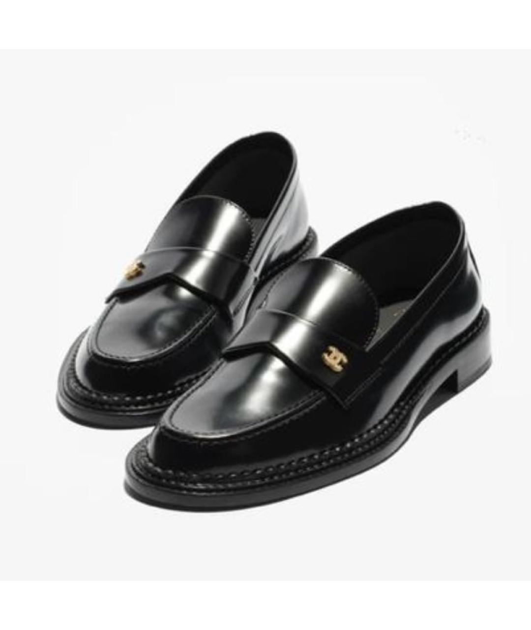 CHANEL Черные кожаные лоферы, фото 3
