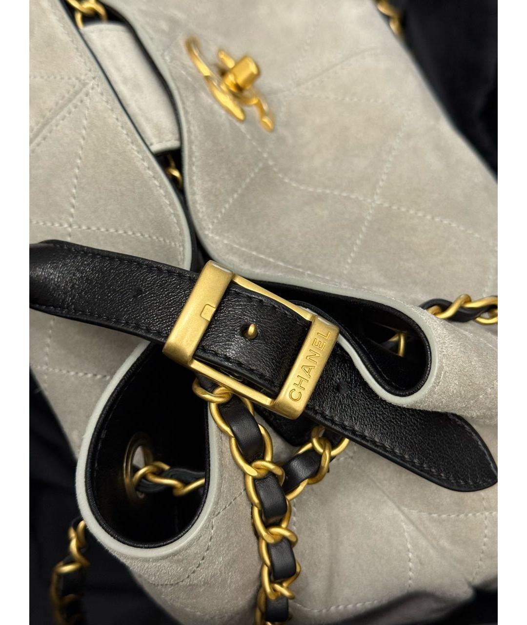 CHANEL Серая замшевая сумка через плечо, фото 5
