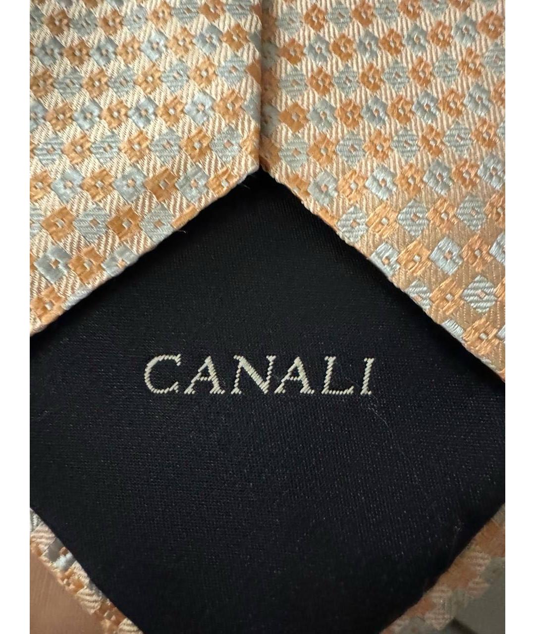 CANALI Золотой шелковый галстук, фото 5