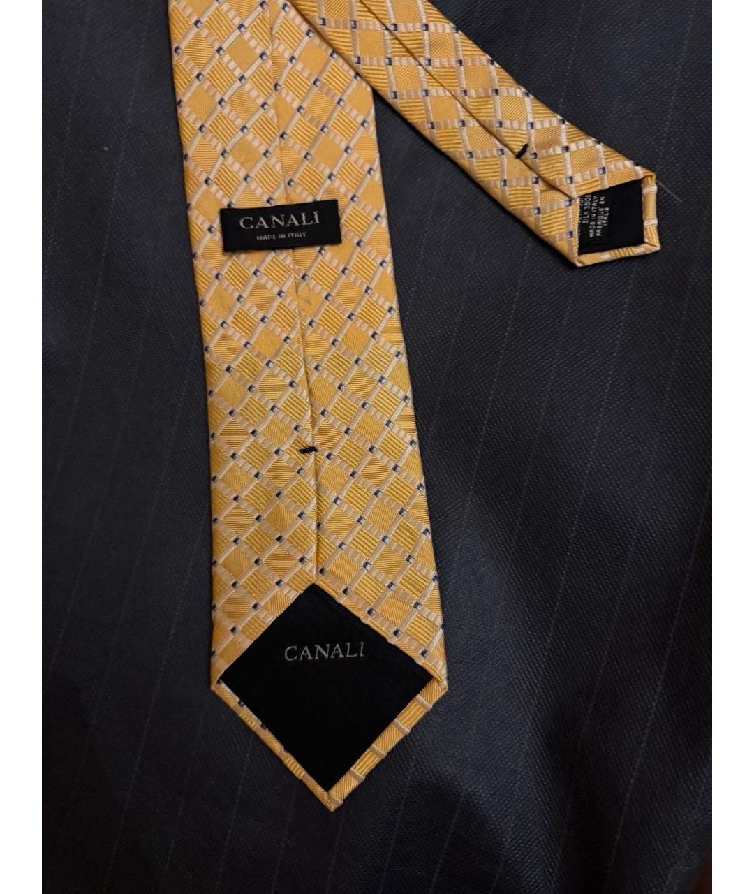 CANALI Желтый шелковый галстук, фото 4