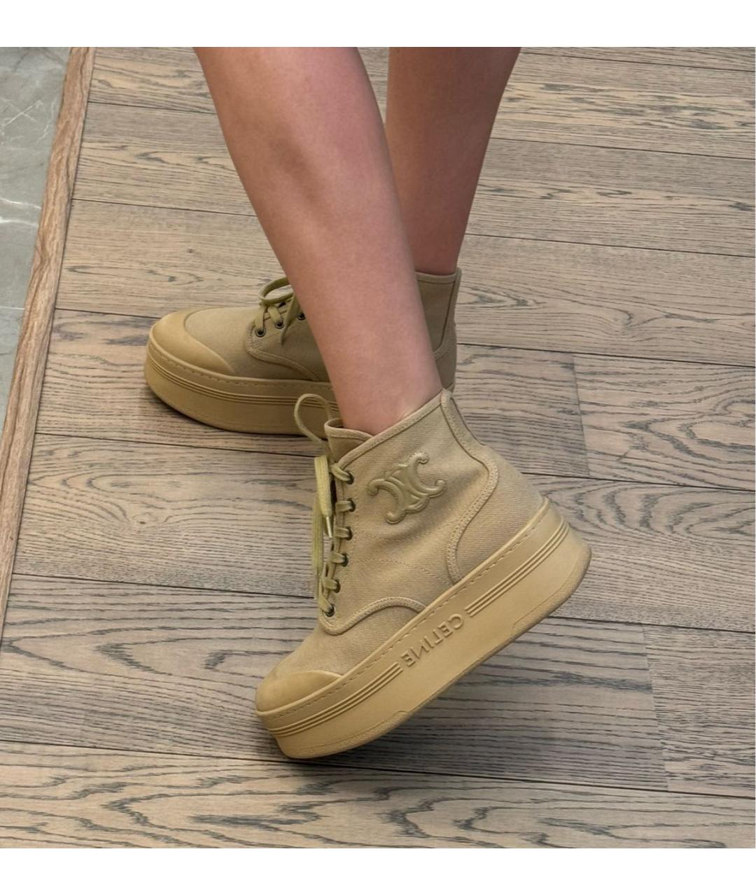 CELINE Бежевые текстильные кеды, фото 5