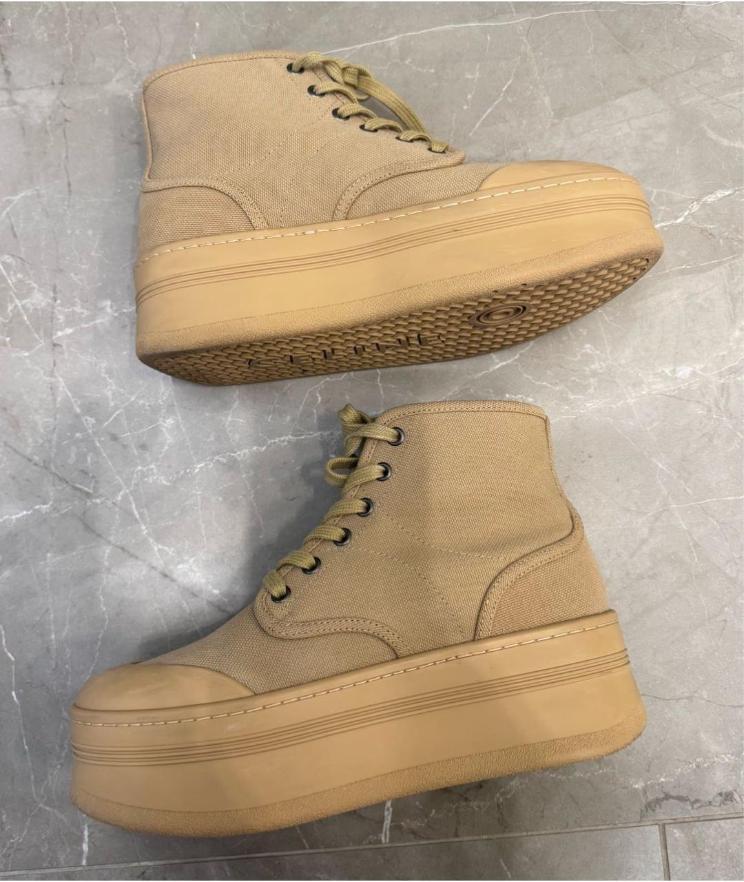 CELINE Бежевые текстильные кеды, фото 3