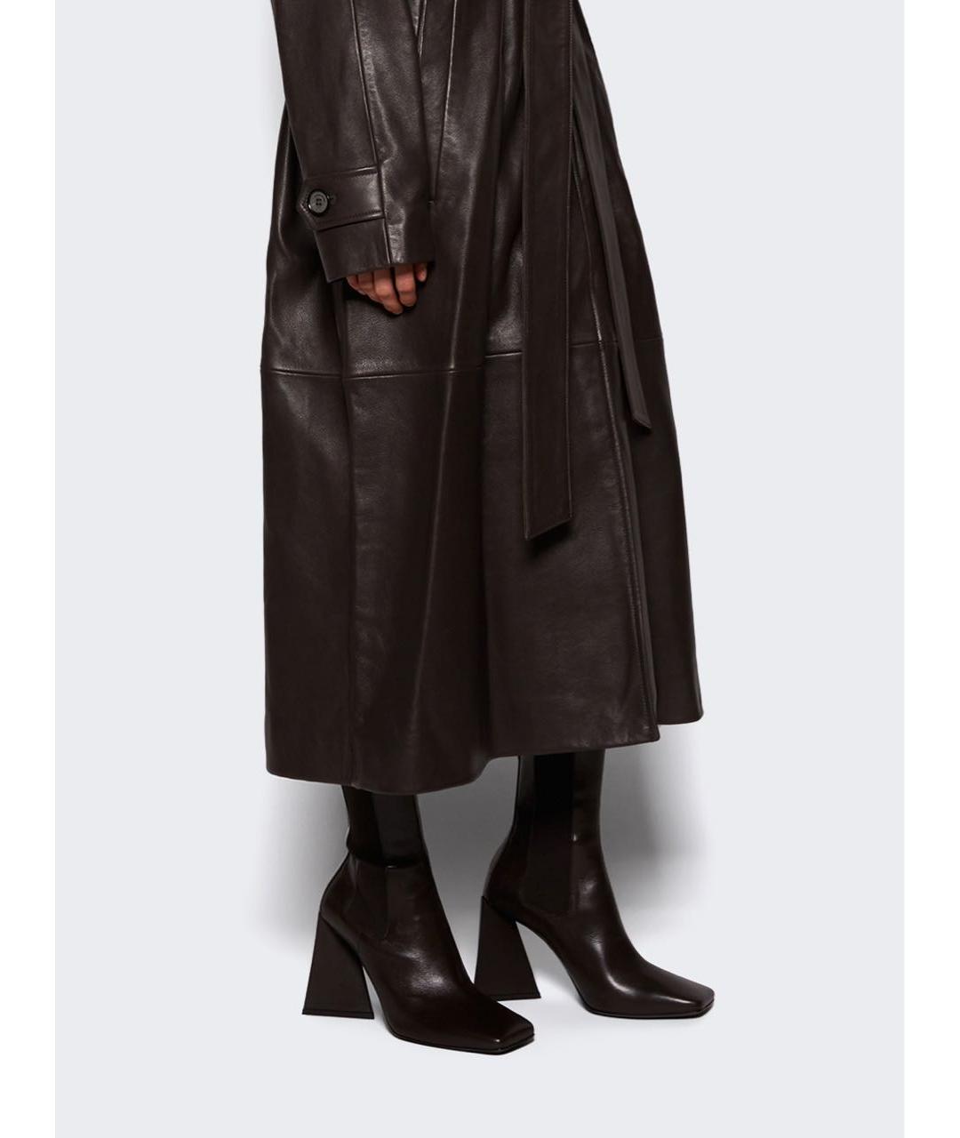 THE ATTICO Коричневые кожаные ботильоны, фото 7