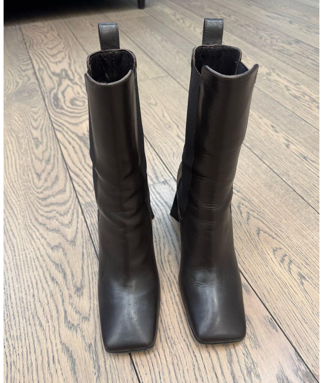 THE ATTICO Коричневые кожаные ботильоны, фото 2