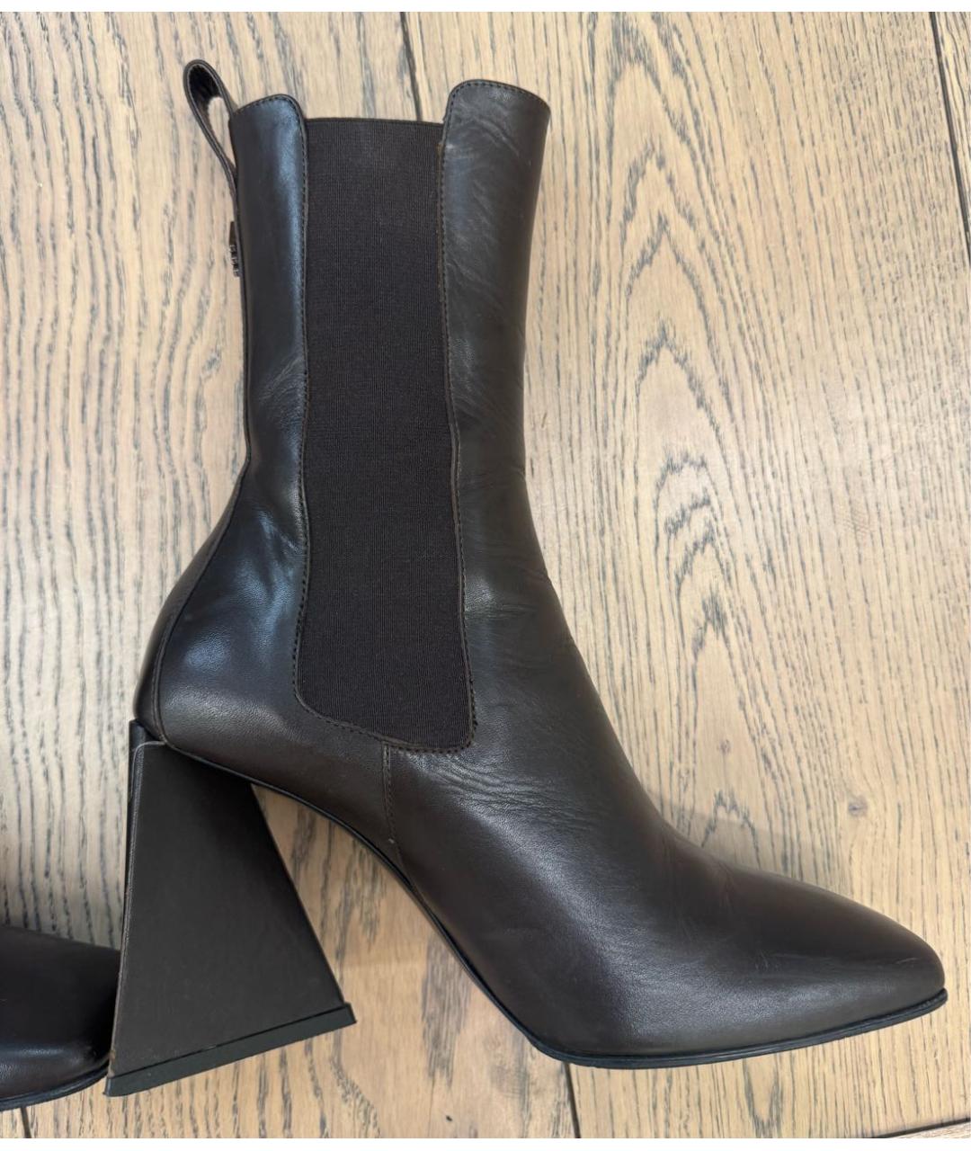 THE ATTICO Коричневые кожаные ботильоны, фото 9