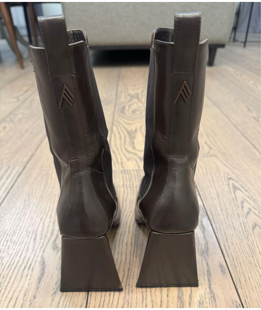THE ATTICO Коричневые кожаные ботильоны, фото 4