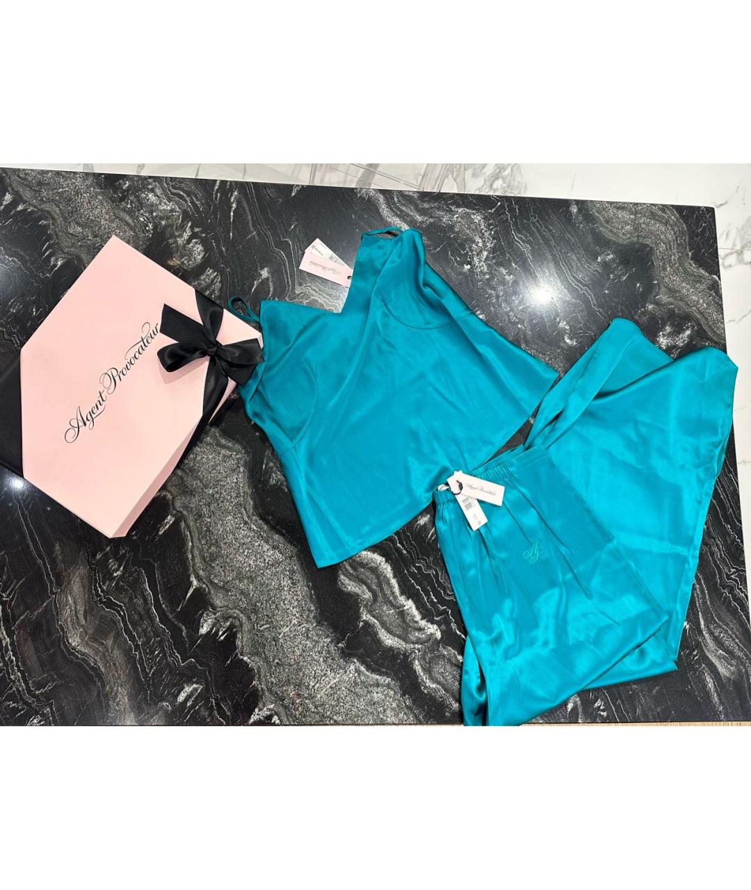 AGENT PROVOCATEUR Бирюзовая шелковая пижама, фото 2