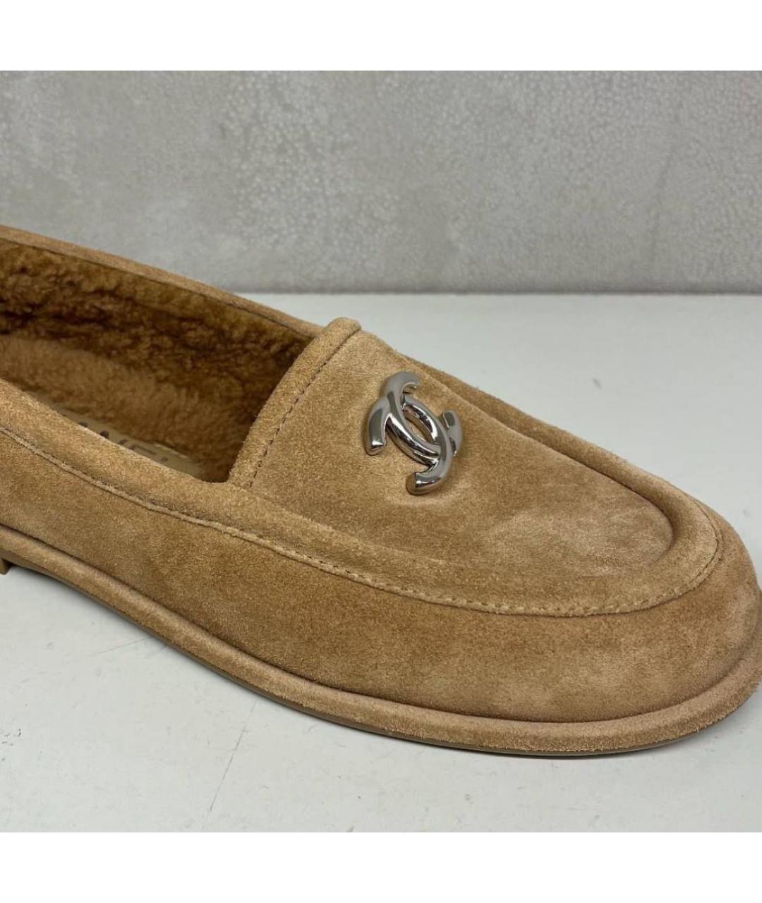 CHANEL Бежевые замшевые лоферы, фото 2
