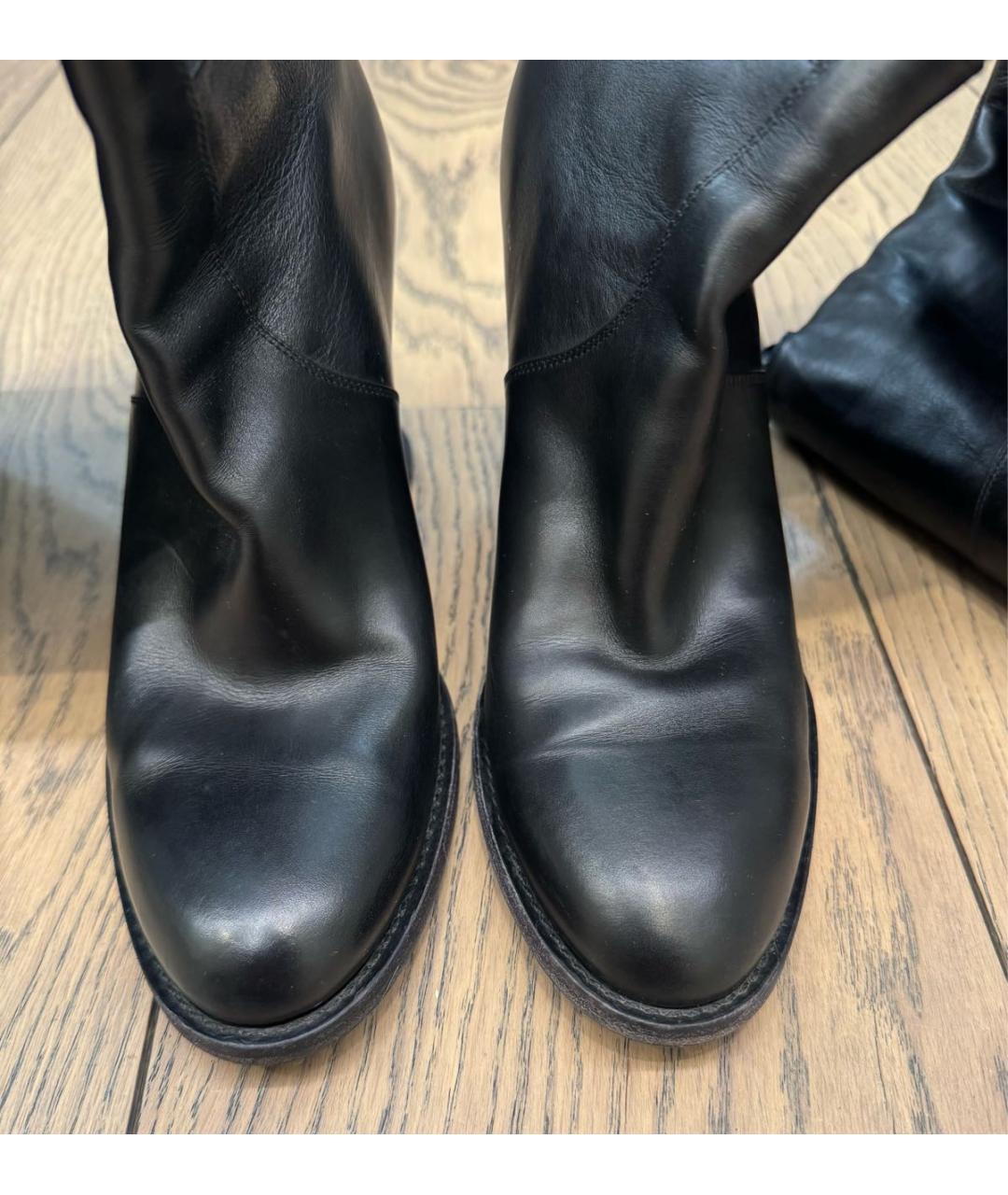 CELINE Черные кожаные ботфорты, фото 3