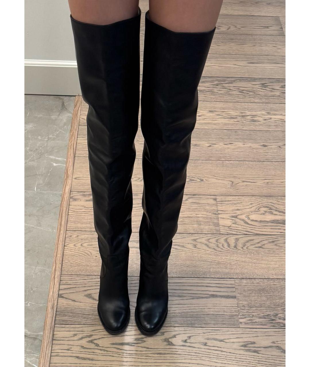 CELINE Черные кожаные ботфорты, фото 6