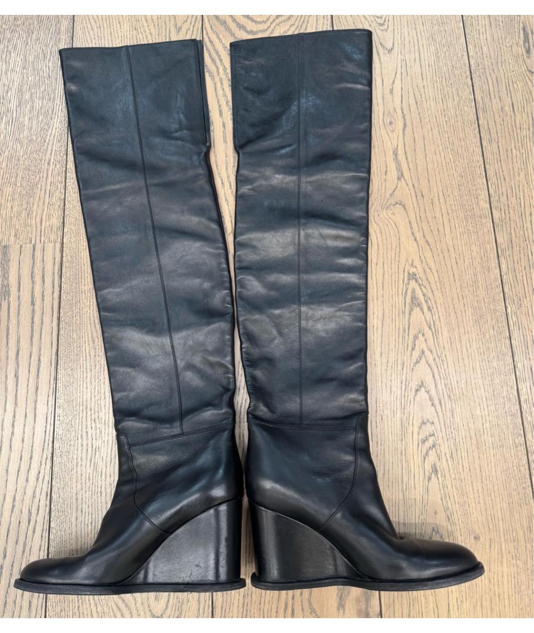 CELINE Черные кожаные ботфорты, фото 2