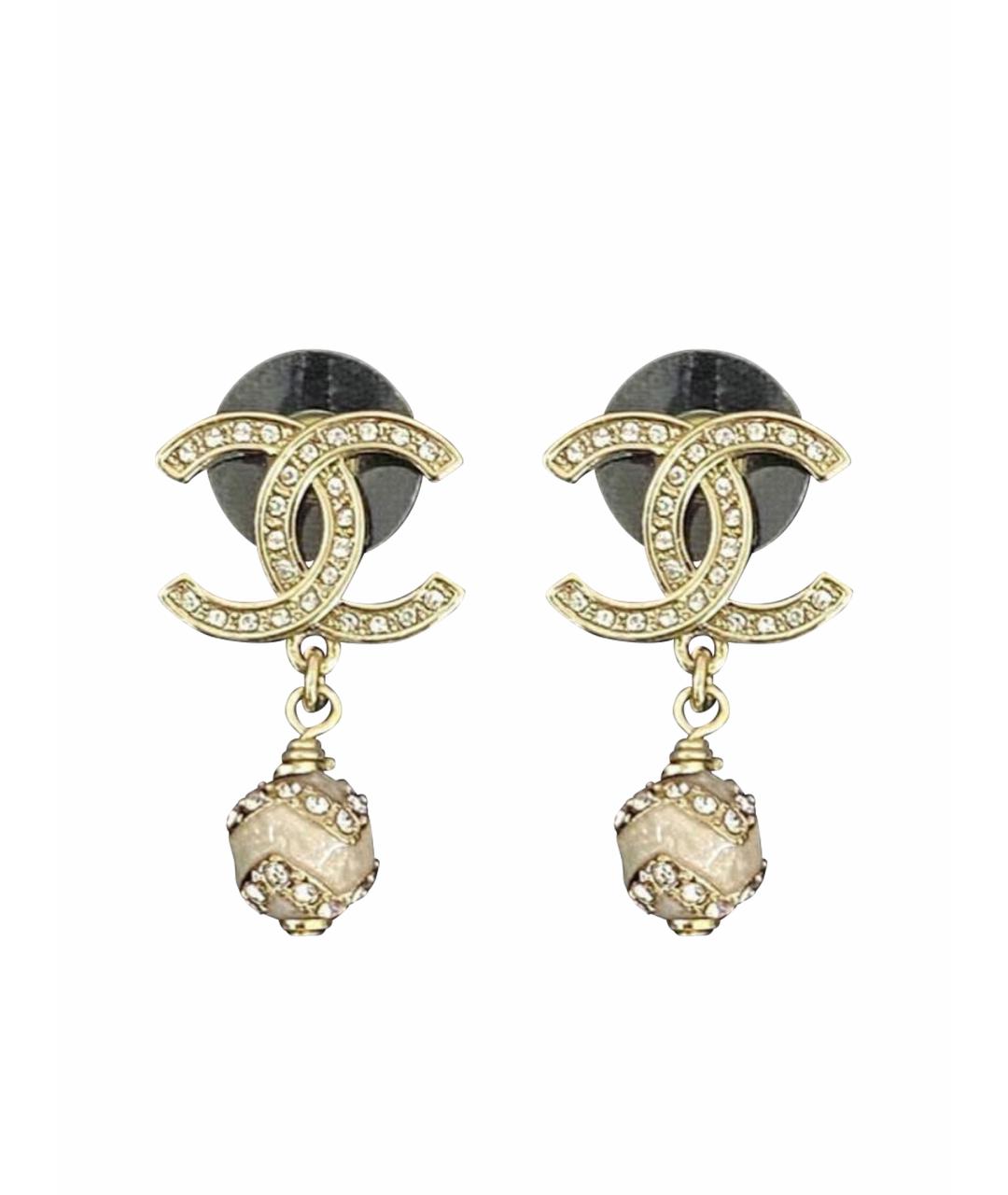 CHANEL Золотые металлические серьги, фото 1