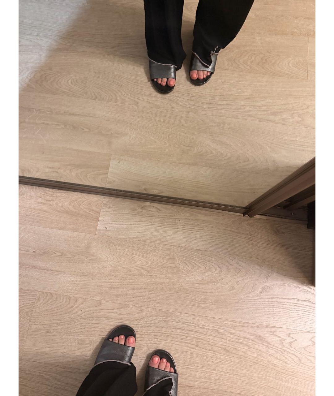 BALENCIAGA Серые кожаные шлепанцы, фото 5