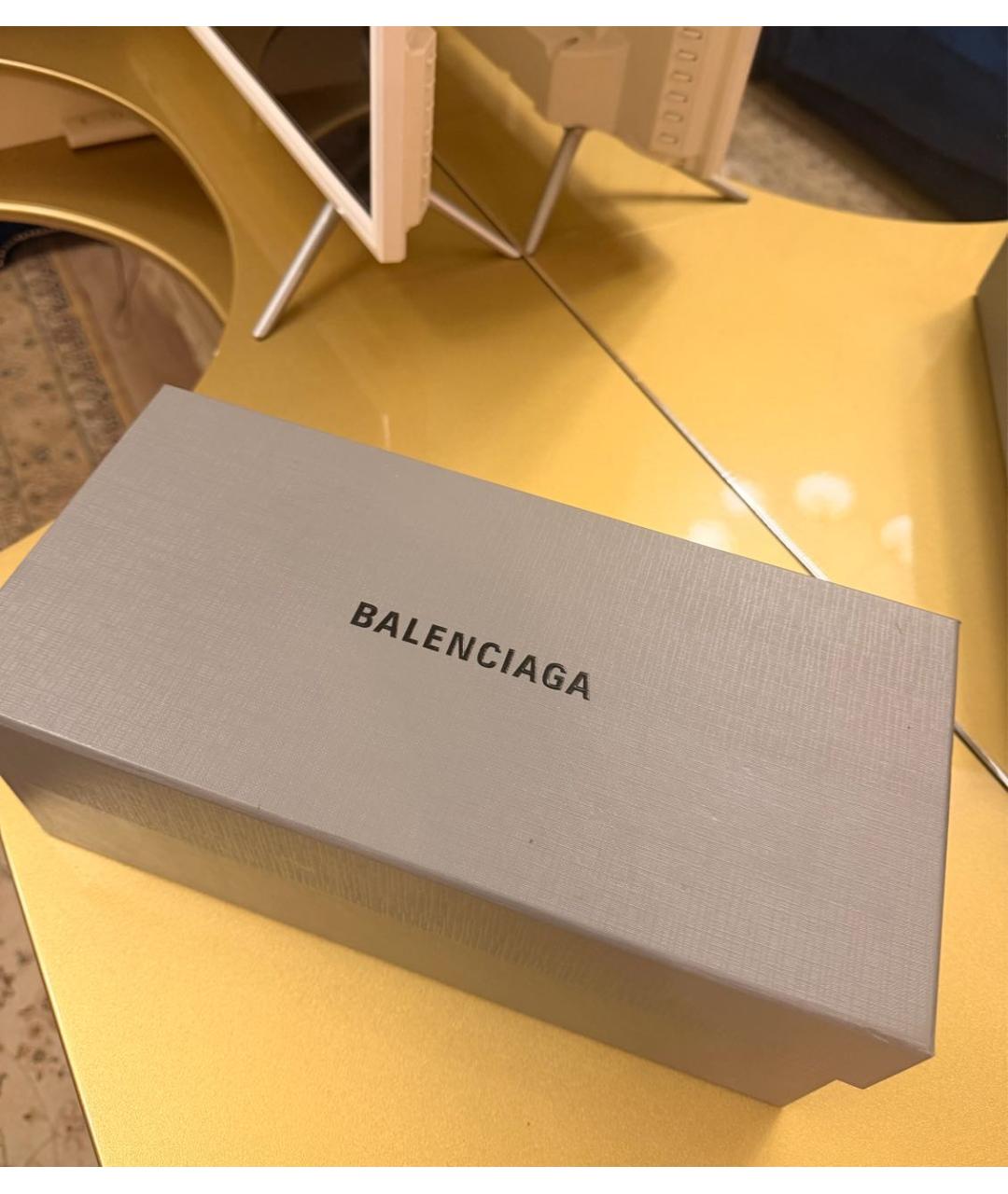 BALENCIAGA Серые кожаные шлепанцы, фото 7