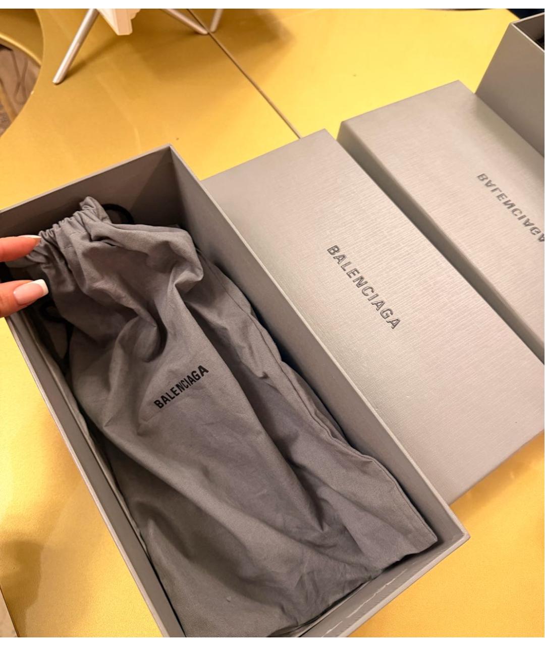 BALENCIAGA Серые кожаные шлепанцы, фото 6