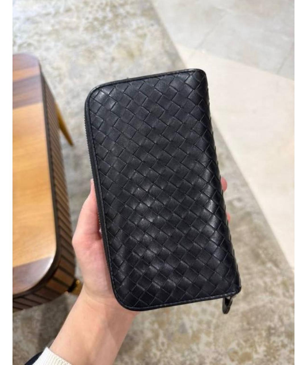 BOTTEGA VENETA Черный кожаный кошелек, фото 3