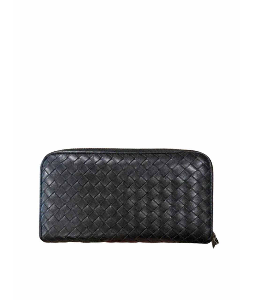BOTTEGA VENETA Черный кожаный кошелек, фото 1