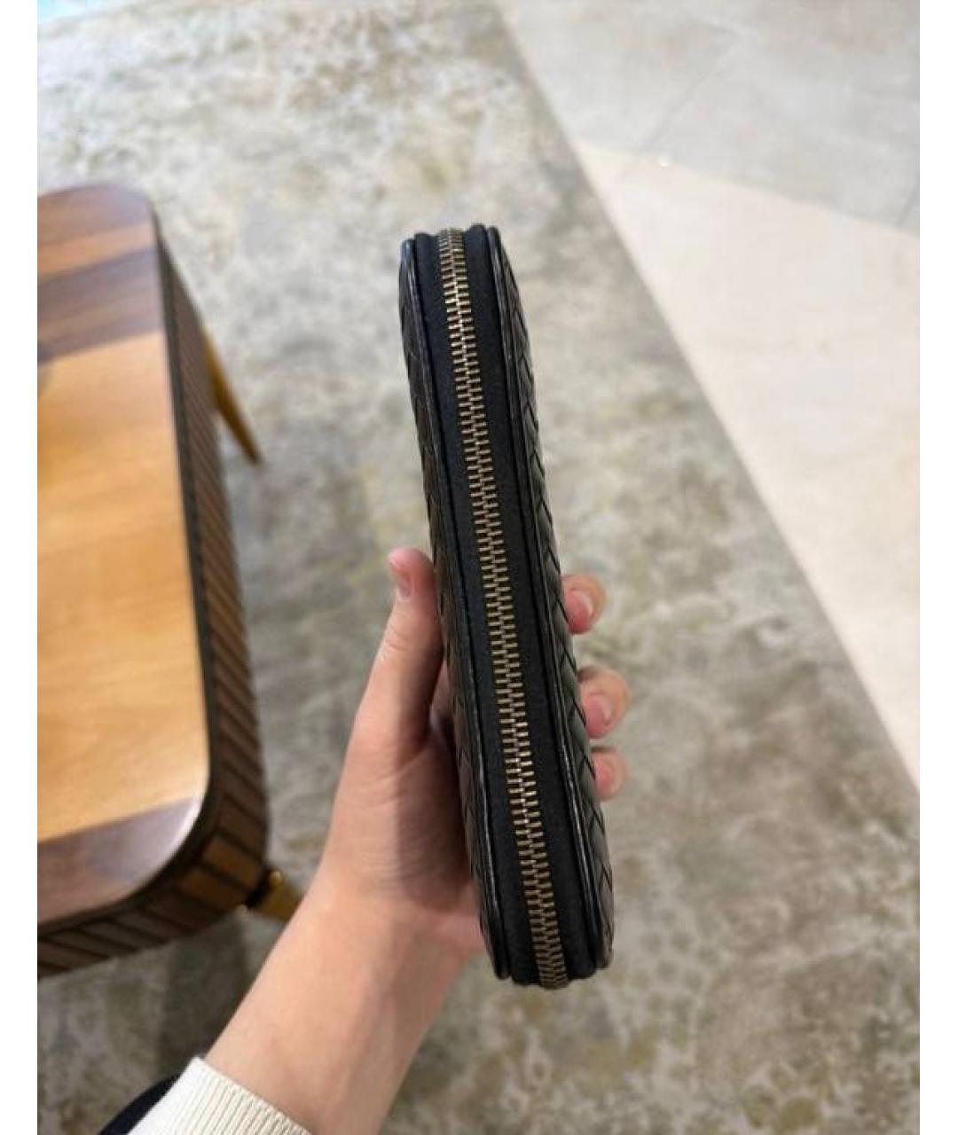 BOTTEGA VENETA Черный кожаный кошелек, фото 2