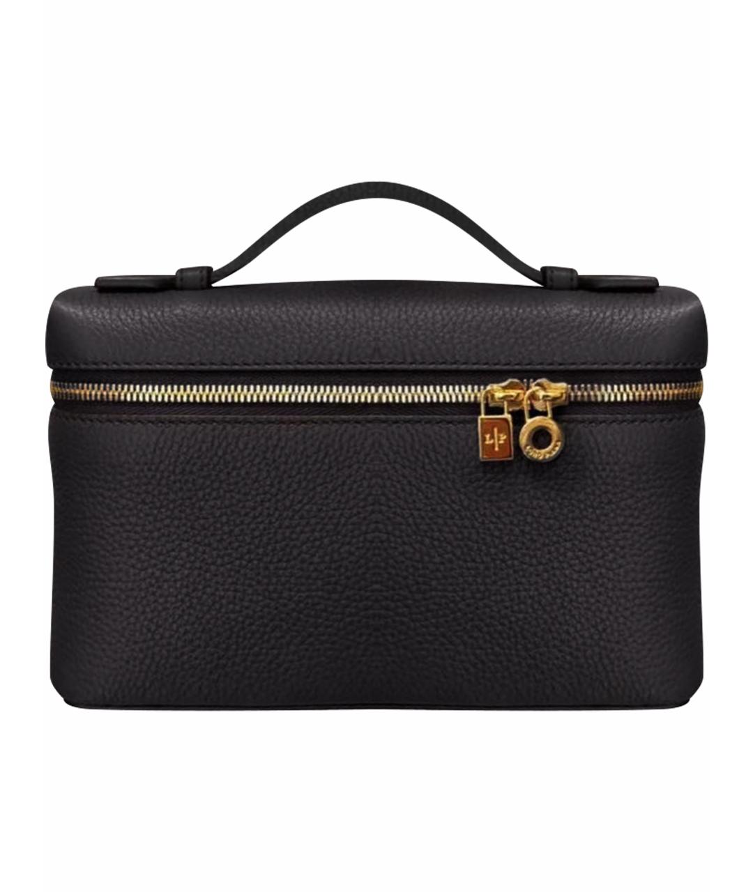 LORO PIANA Черная кожаная сумка с короткими ручками, фото 1