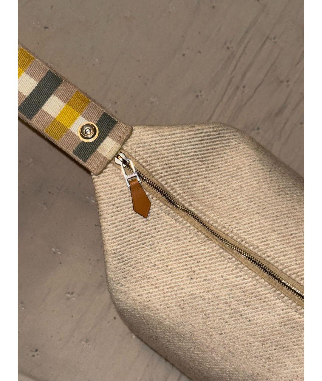 HERMES Бежевая хлопковая косметичка, фото 4