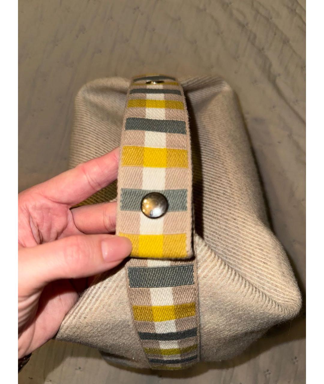 HERMES Бежевая хлопковая косметичка, фото 6