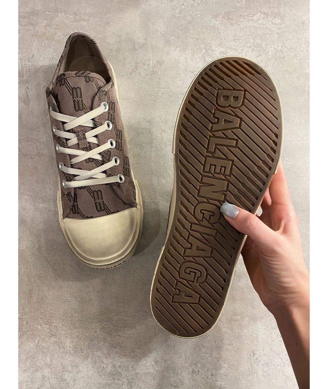 BALENCIAGA Коричневые текстильные низкие кроссовки / кеды, фото 7