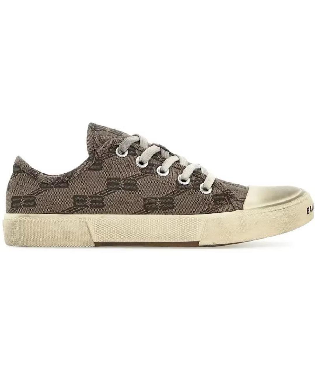 BALENCIAGA Коричневые текстильные низкие кроссовки / кеды, фото 9