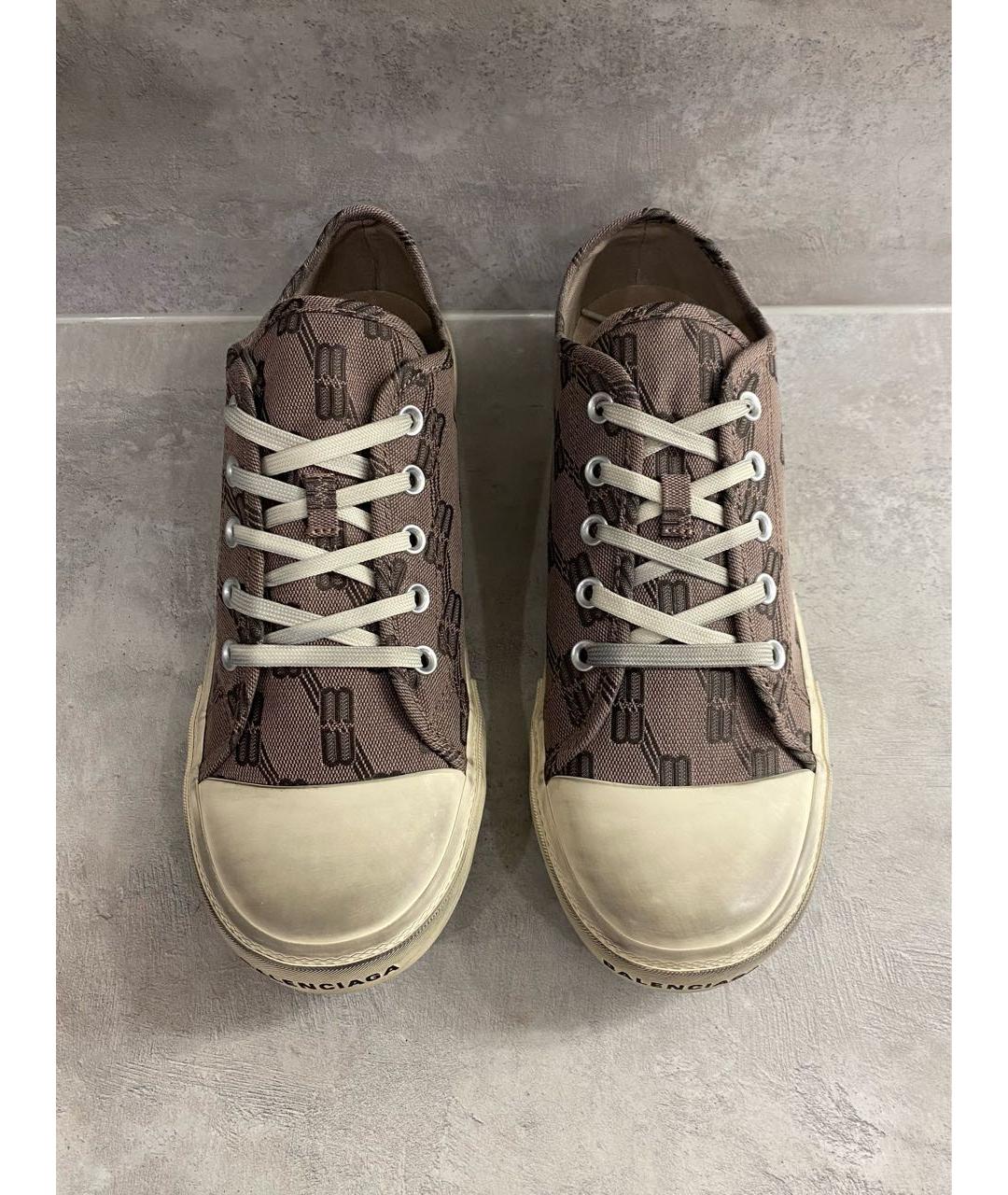 BALENCIAGA Коричневые текстильные низкие кроссовки / кеды, фото 5