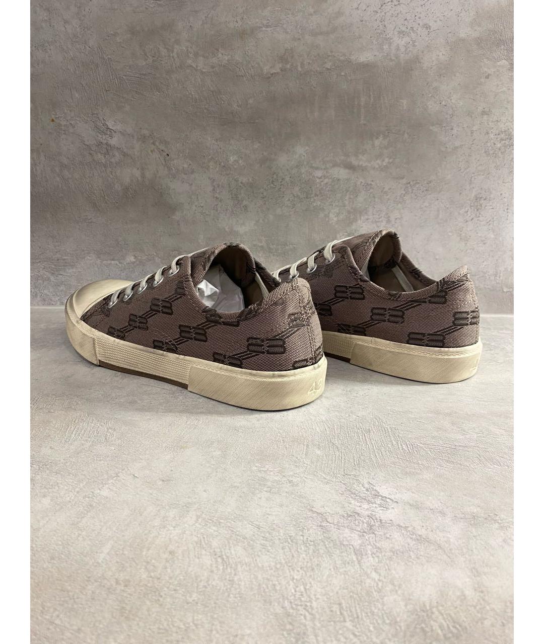 BALENCIAGA Коричневые текстильные низкие кроссовки / кеды, фото 6