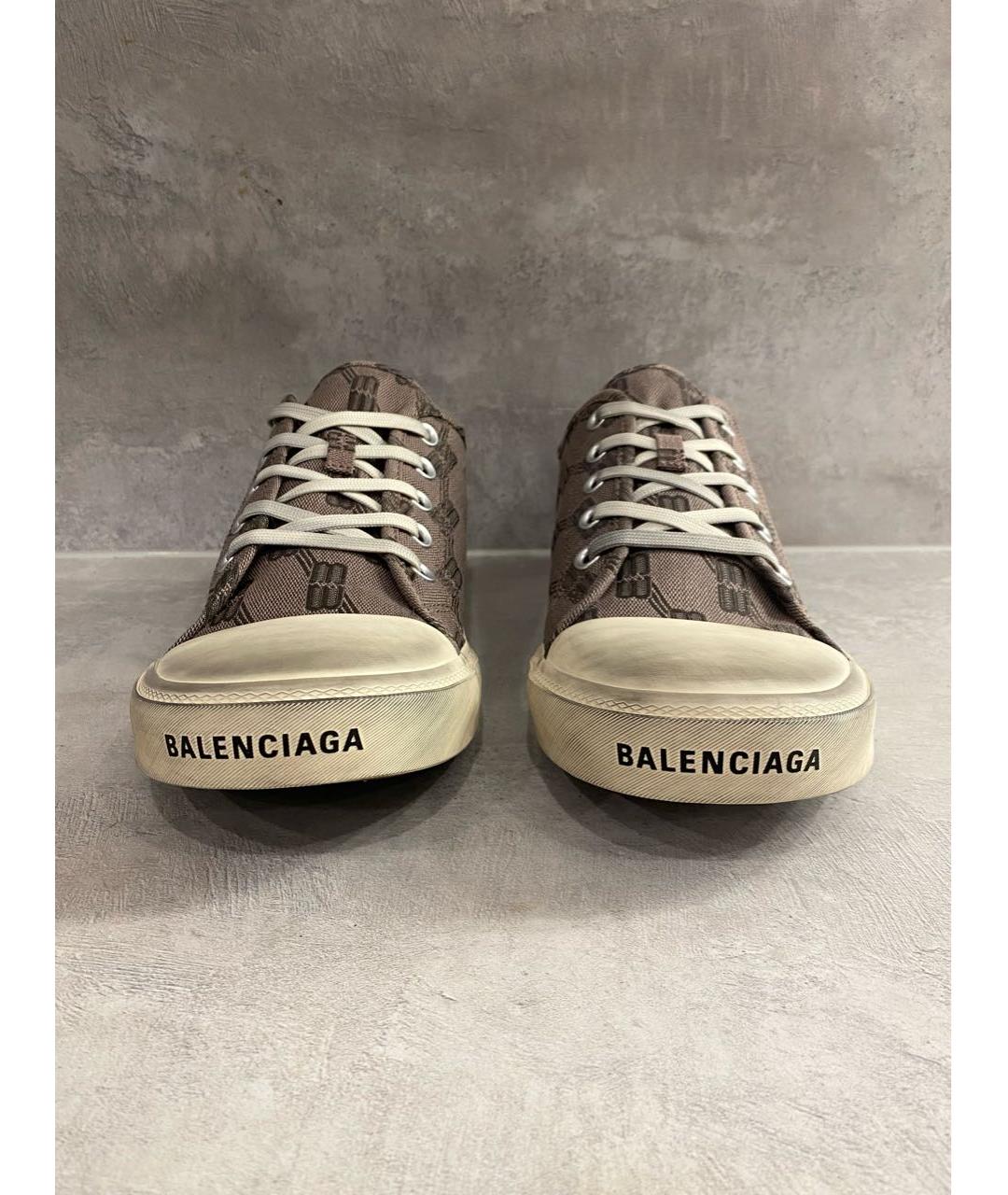 BALENCIAGA Коричневые текстильные низкие кроссовки / кеды, фото 4