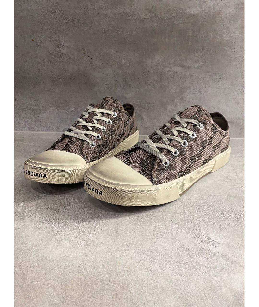 BALENCIAGA Коричневые текстильные низкие кроссовки / кеды, фото 2