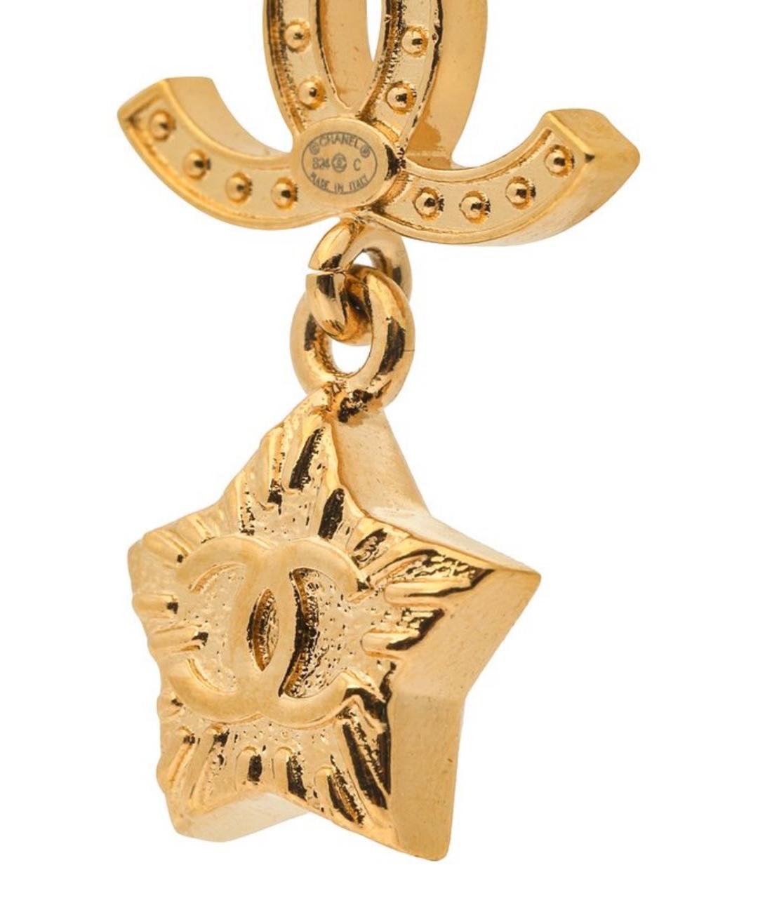 CHANEL Золотые металлические серьги, фото 3