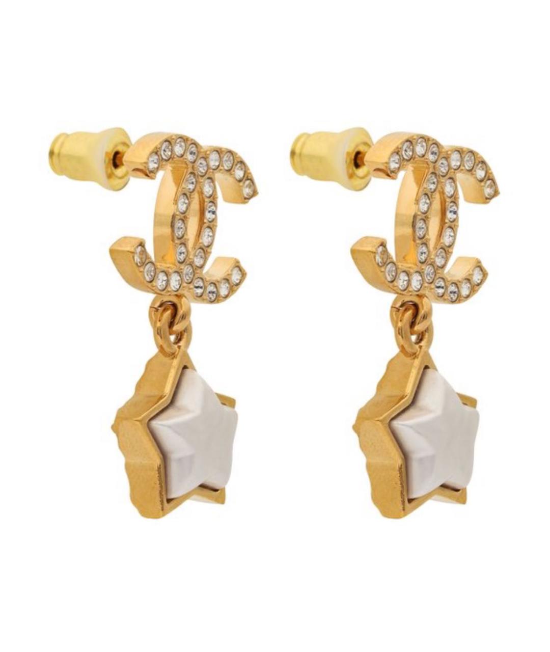 CHANEL Золотые металлические серьги, фото 2