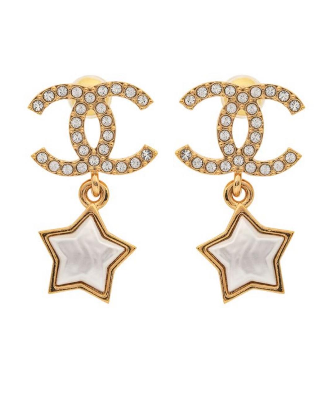 CHANEL Золотые металлические серьги, фото 1
