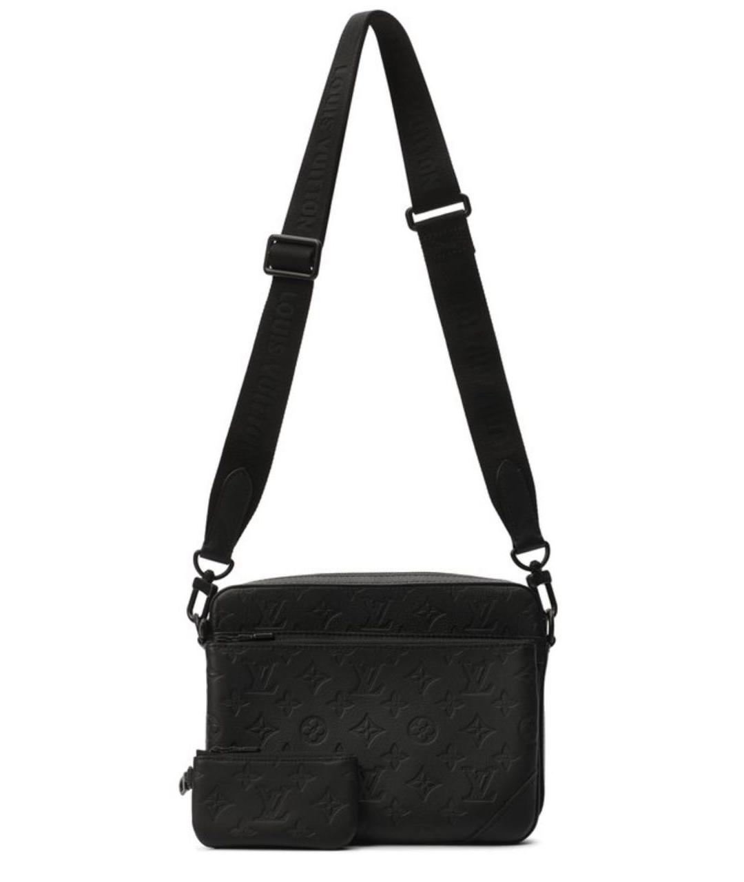 LOUIS VUITTON Черная кожаная сумка на плечо, фото 5