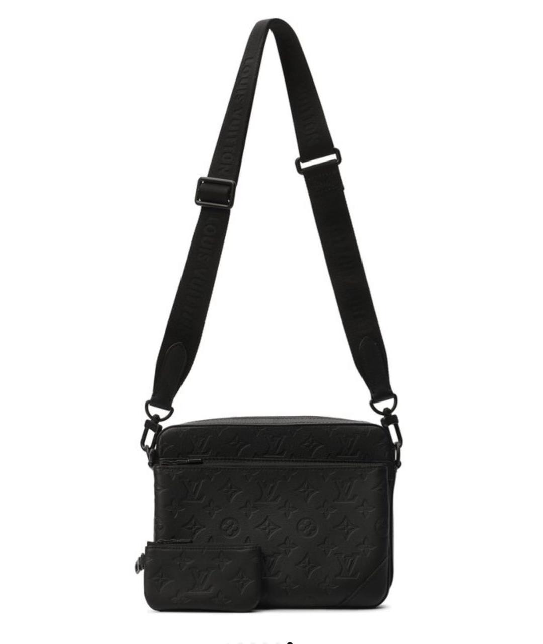 LOUIS VUITTON Черная кожаная сумка на плечо, фото 5