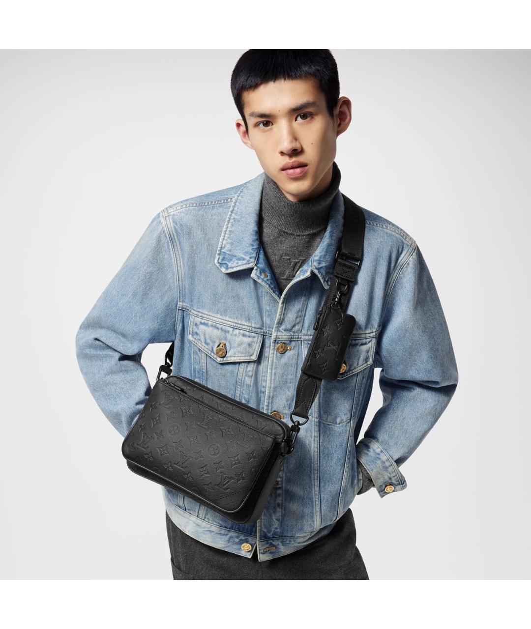 LOUIS VUITTON Черная кожаная сумка на плечо, фото 6