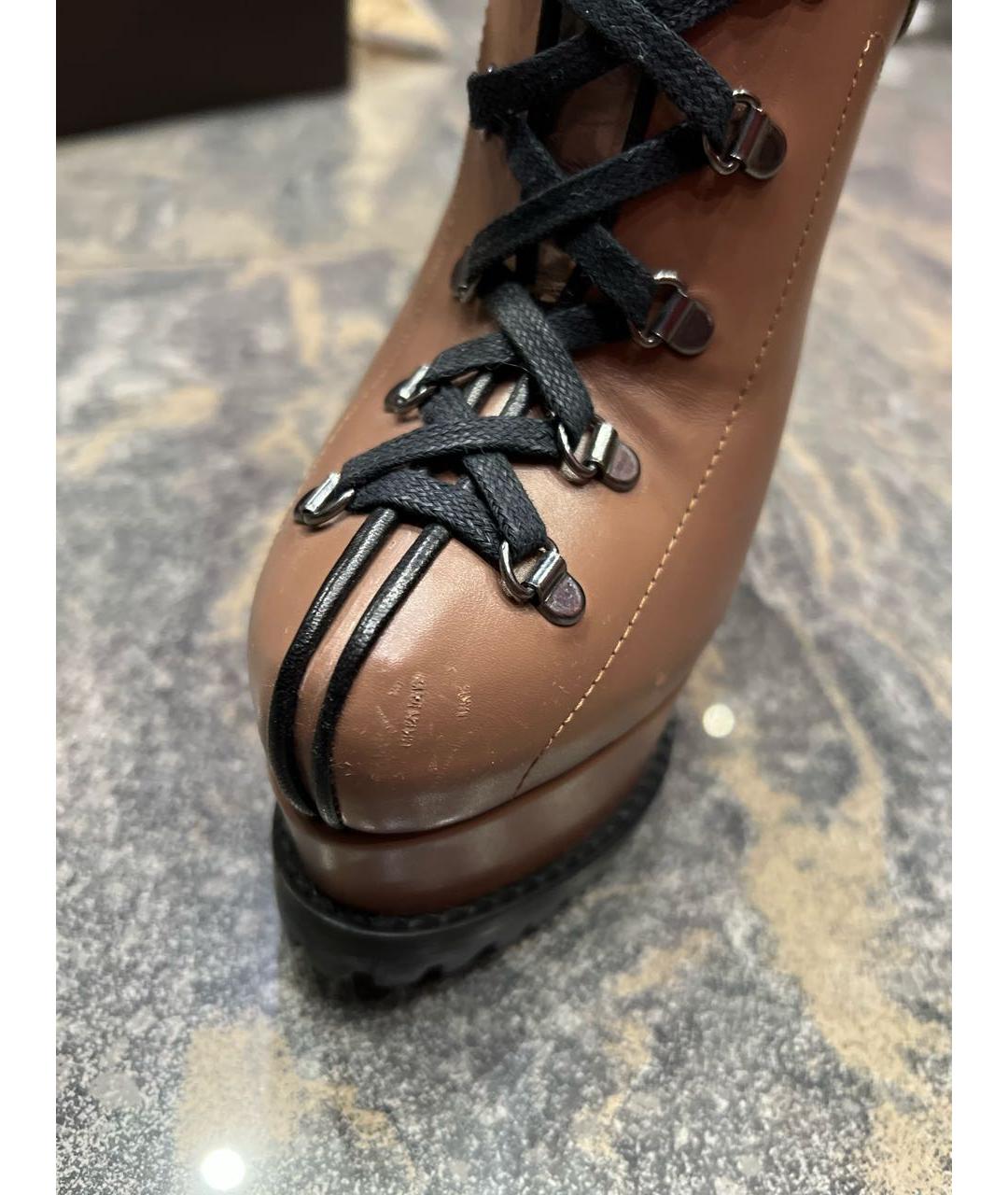 ALAIA Коричневые кожаные ботильоны, фото 6