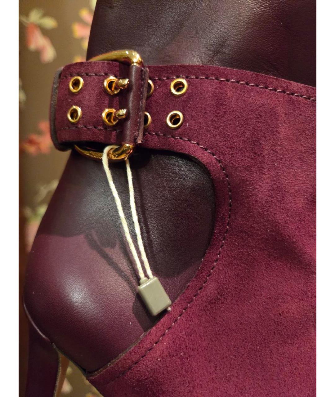 JIMMY CHOO Бордовые замшевые ботильоны, фото 4