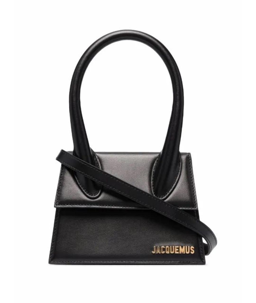 JACQUEMUS Черная кожаная сумка с короткими ручками, фото 7