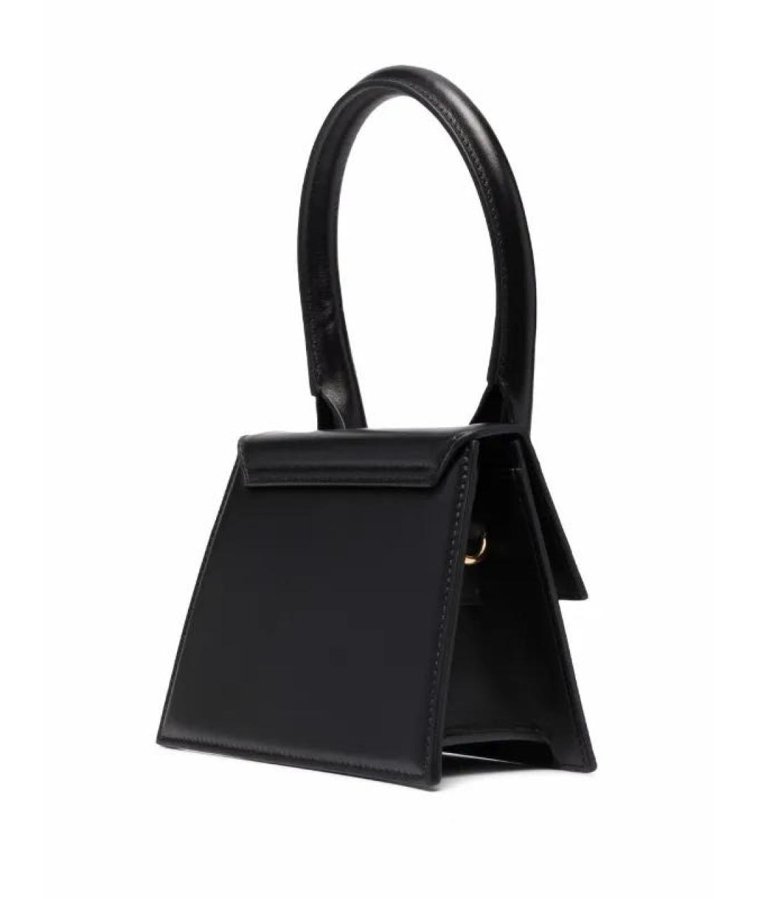 JACQUEMUS Черная кожаная сумка с короткими ручками, фото 2