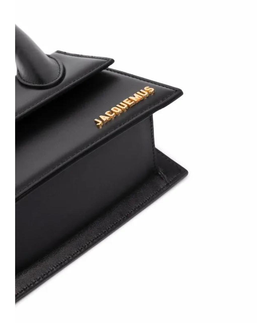 JACQUEMUS Черная кожаная сумка с короткими ручками, фото 4