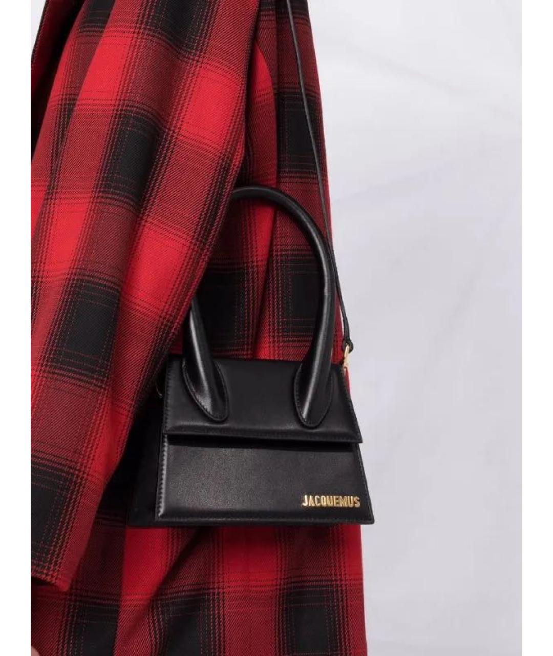 JACQUEMUS Черная кожаная сумка с короткими ручками, фото 5