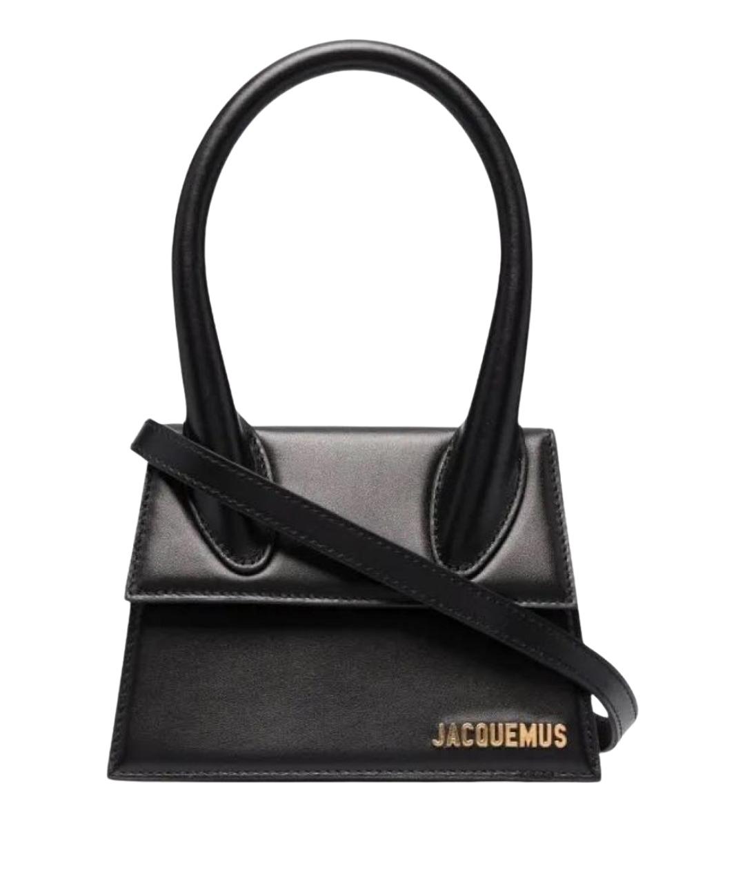JACQUEMUS Черная кожаная сумка с короткими ручками, фото 1