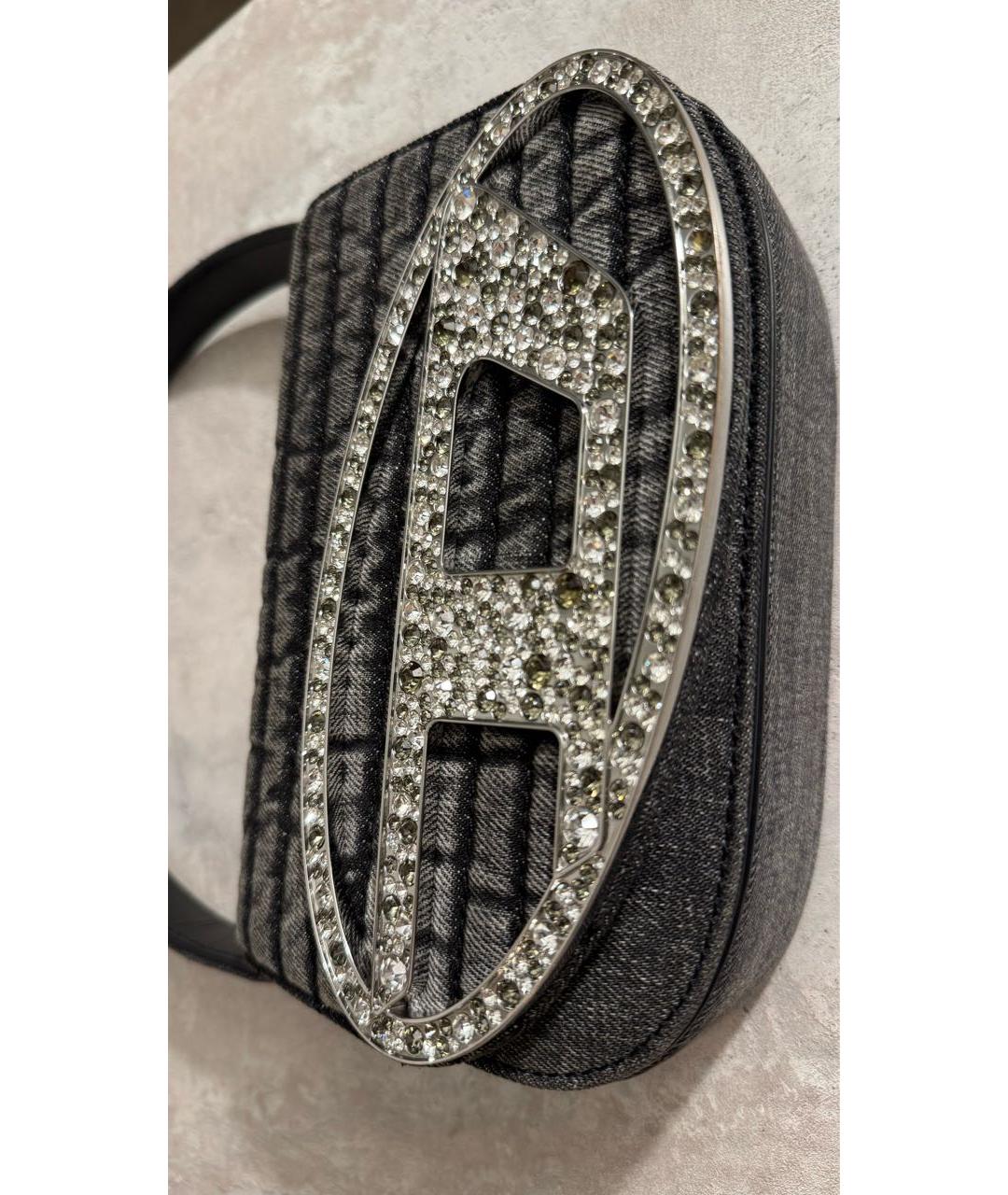 DIESEL Серая деним сумка с короткими ручками, фото 2