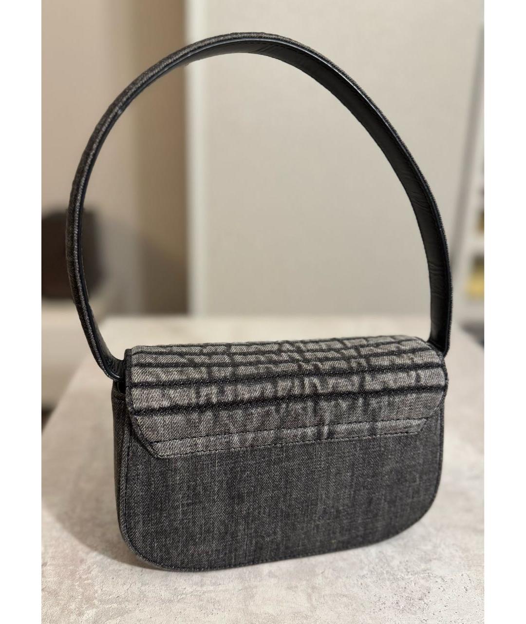 DIESEL Серая деним сумка с короткими ручками, фото 4