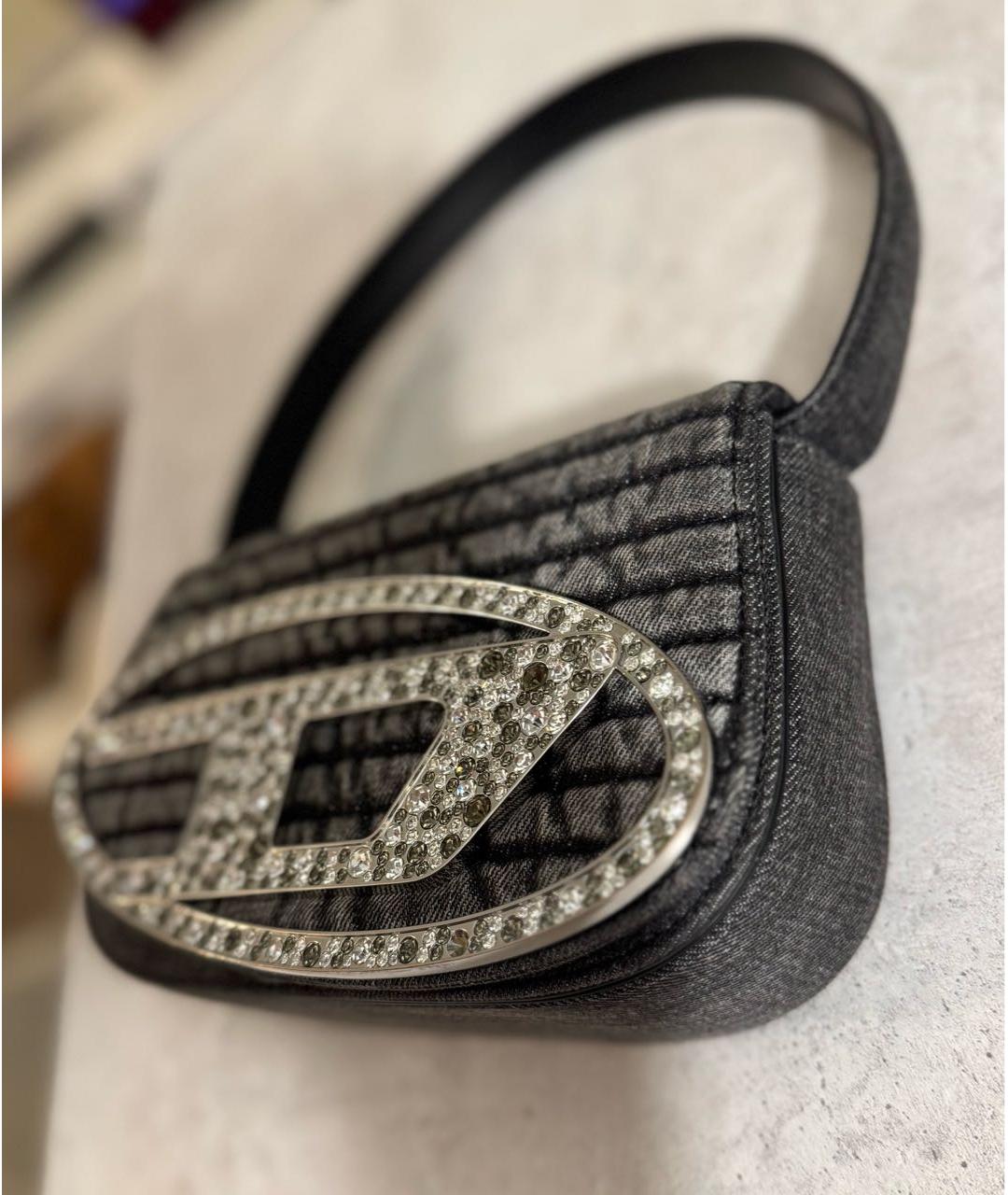 DIESEL Серая деним сумка с короткими ручками, фото 6